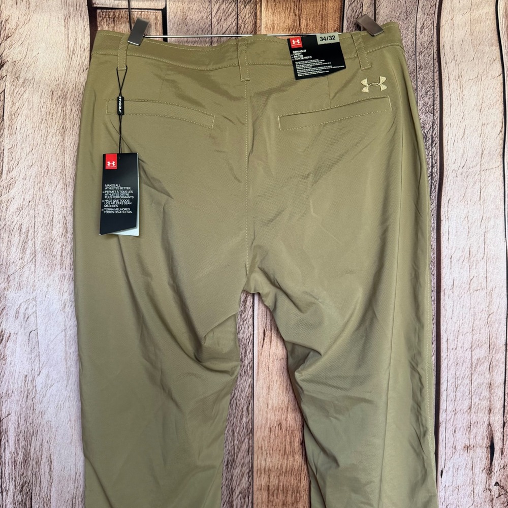 Under Armour Straight Fit Performance Pants Khaki Golf Travel Waist 34 NWT - Picture 5 of 10
